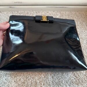 Salvatore Ferragamo Vara Pluma vintage patent leather clutch/crossbody bag